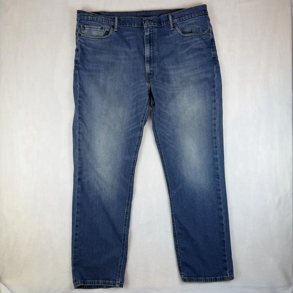 Levis 541 Jeans Mens 42x34 Athletic Stretch Taper Medium Wash Faded Denim